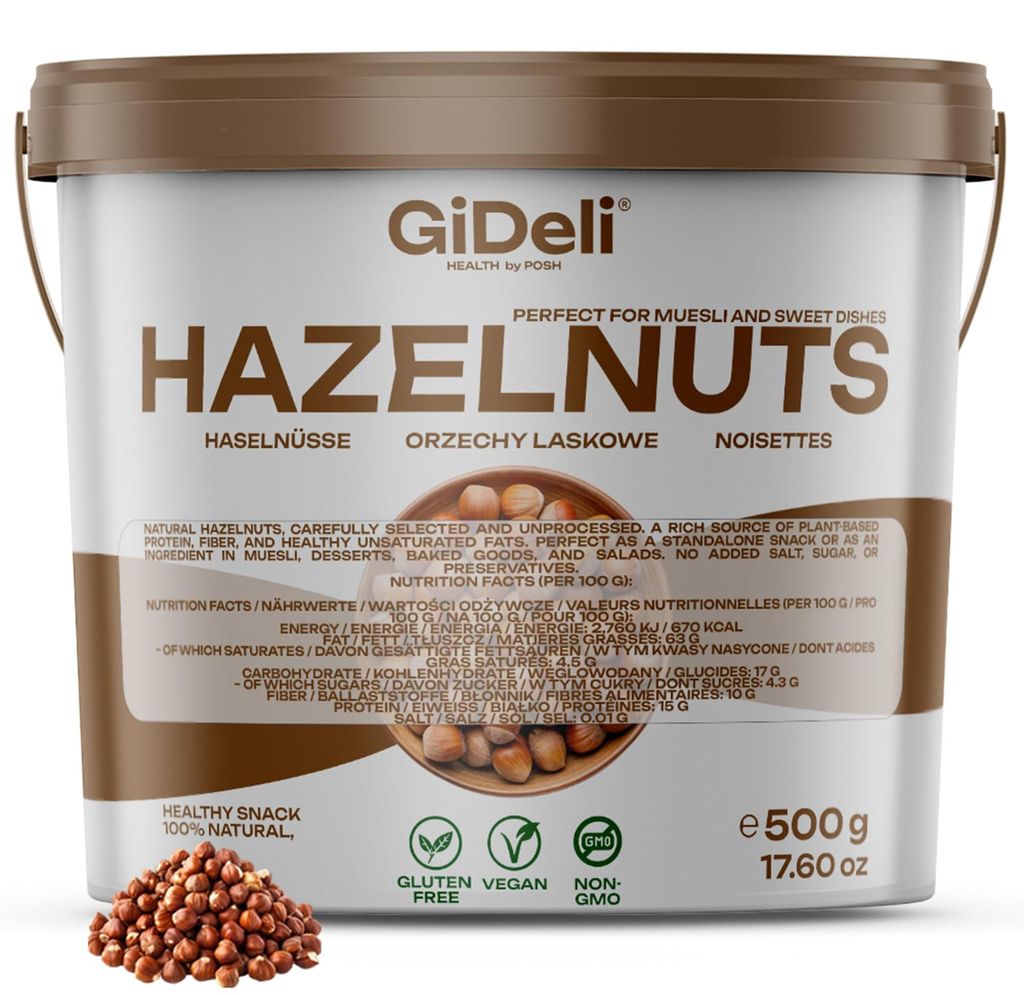 Haselnüsse 500g Geschält Ungesalzen Ganze Naturbelassen Rohkost Backzutat GiDeli