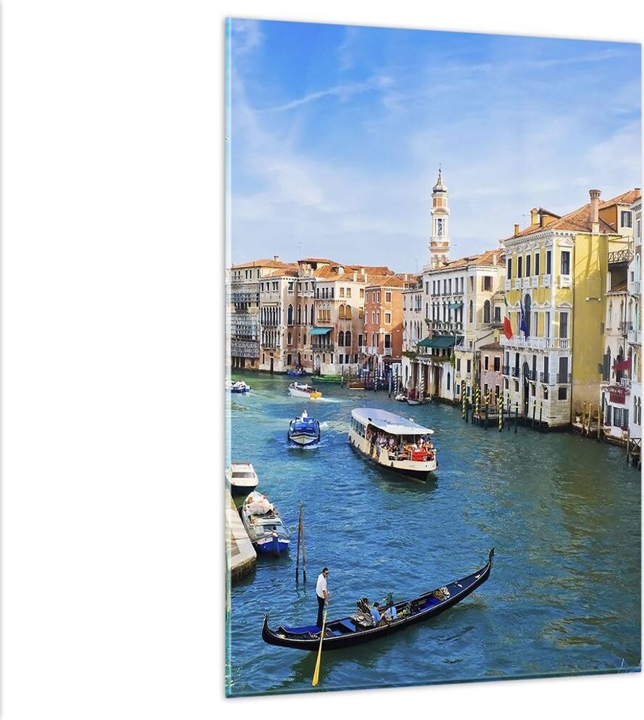 Bilder auf glas - Einteilig - Venedig Kanal Kreuzfahrt Gondel - 80x120cm - Glasbilder - Wandbilder - Bilder - Wanddekoration aus Glas - Glas Bilder...