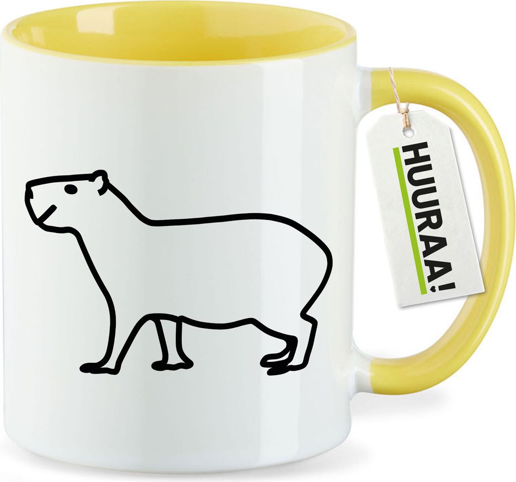 Huuraa Kaffeetasse Capybara Silhouette 330ml Gelb Keramik Kaffeebecher Geschenkidee