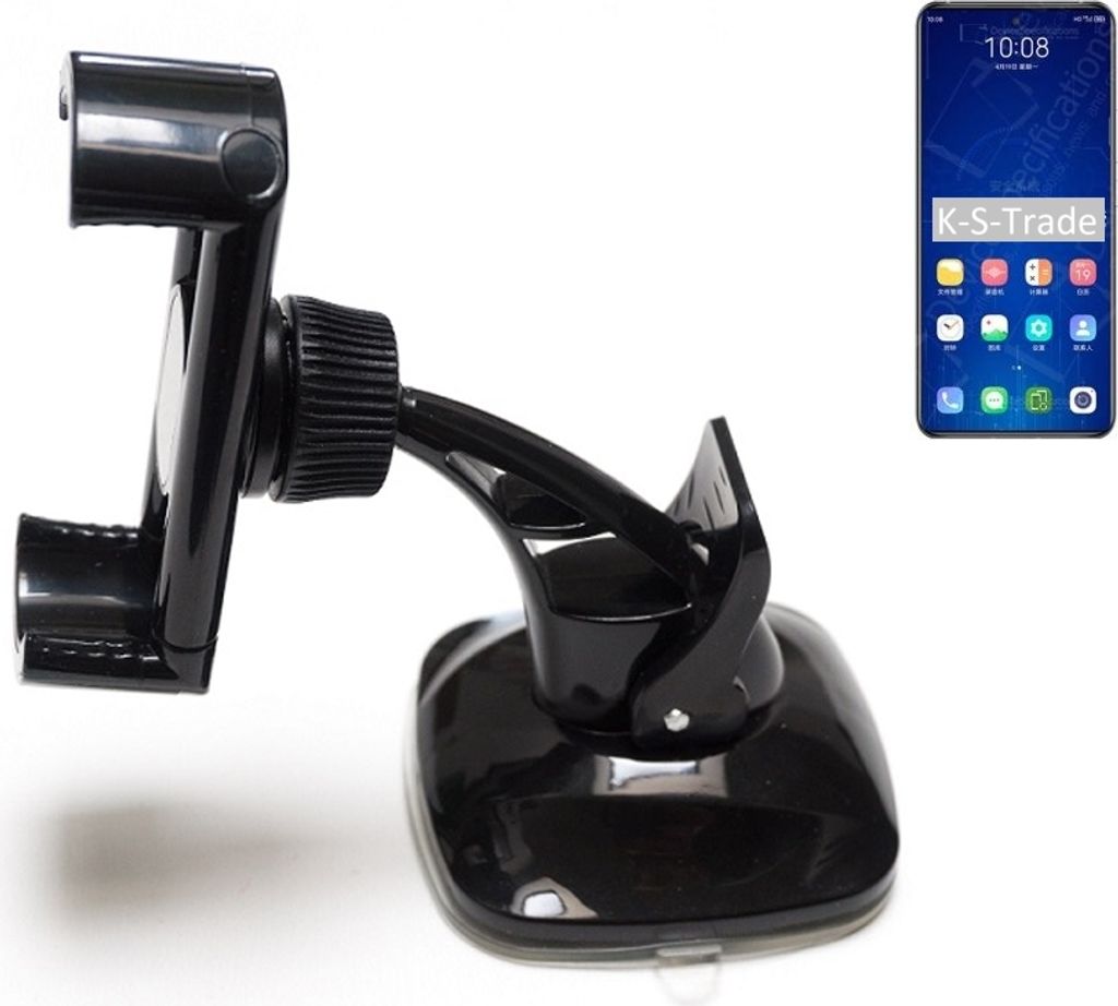 K-S-Trade kompakte Handy-Halterung Windschutzscheibe kompatibel mit ZTE Axon 31 5G Armaturenbrett schwarz Autohalterung KFZ Halter Scheiben-Halterung