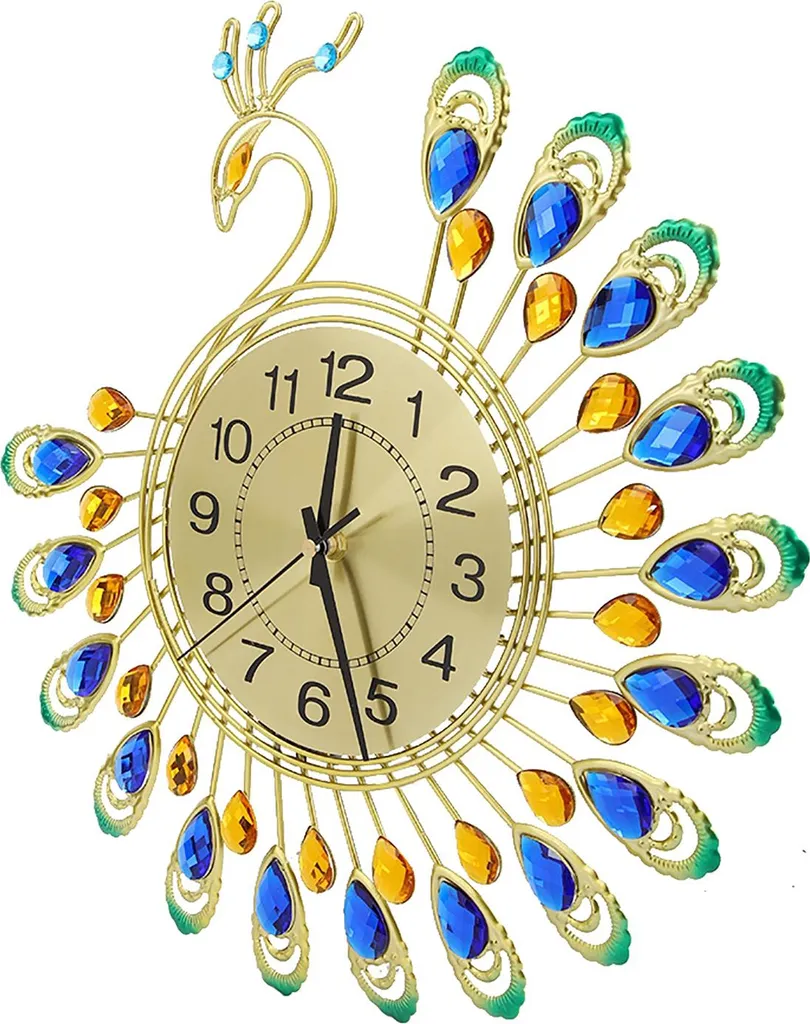 Horloge murale silencieuse sans tic-tac paon géant en fer 3D design