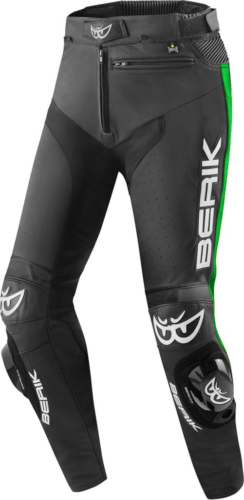 Berik Track Motorrad Lederhose, schwarz/grün, 54