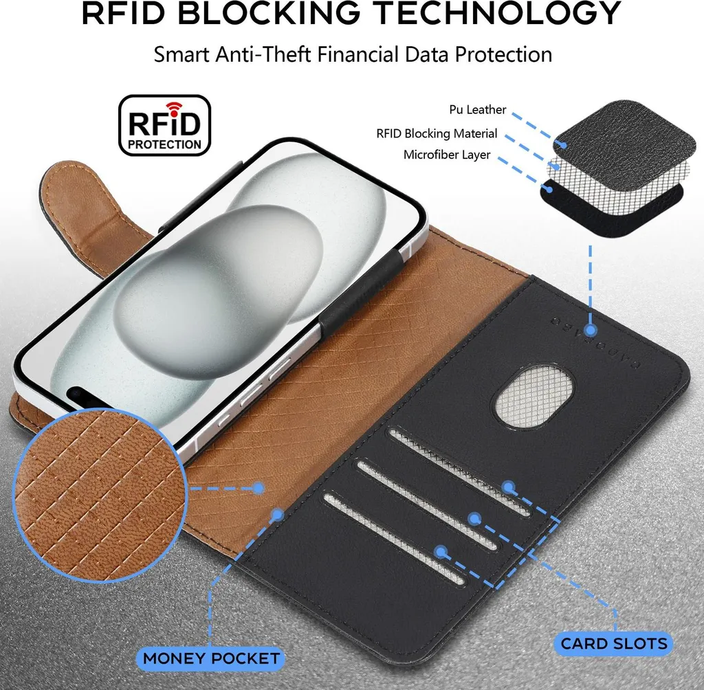 Cadorabo cover per Xiaomi RedMi NOTE 2 custodia per telefono cellulare in NERO con slot per schede, 360 gradi di copertura protettiva per flip- Flip Case Book Cover Custodia per telefono cellulare in Finto cuoio - 4
