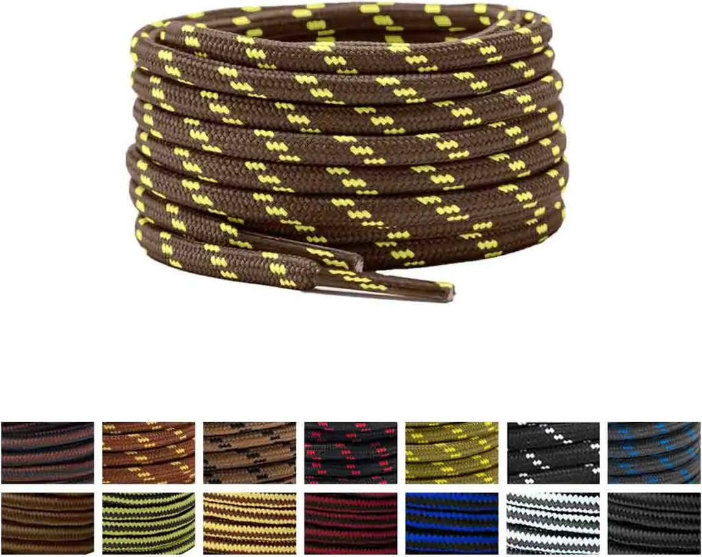 Zweifarbige Schnürsenkel für Wanderschuhe / Arbeitsschuhe - Braun Dunkel Gelb Gemustert - 160 cm