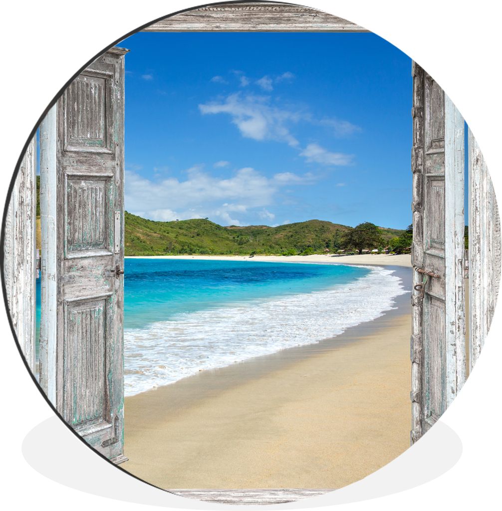 MuchoWow Aluminium Wandkreis Meer - Tropen - Blick - Strand Ø 90 cm Wanddeko Modern Wohnzimmer - Mauerkreis - Wandbilder - Runde Bild - Bild aus...