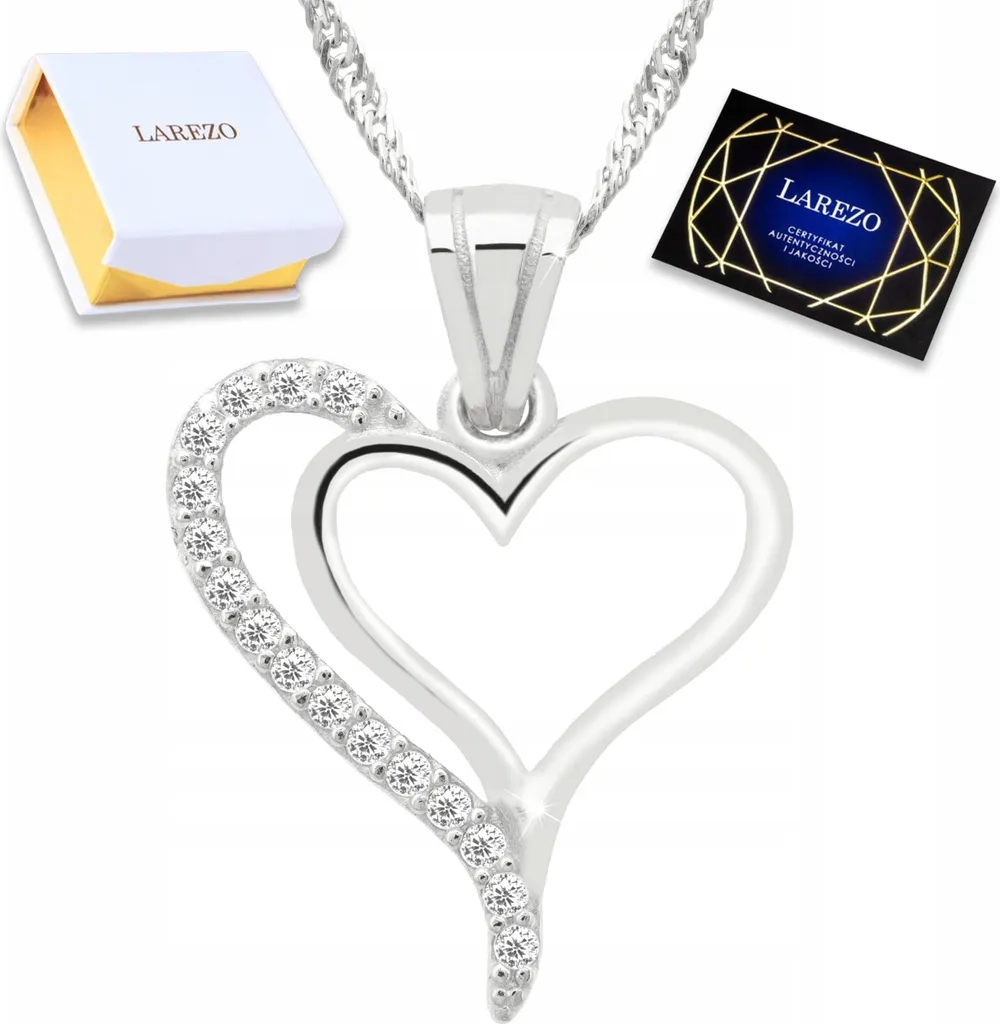 Collana in argento Sterling 925 con due cuori e ciondolo in zirconi