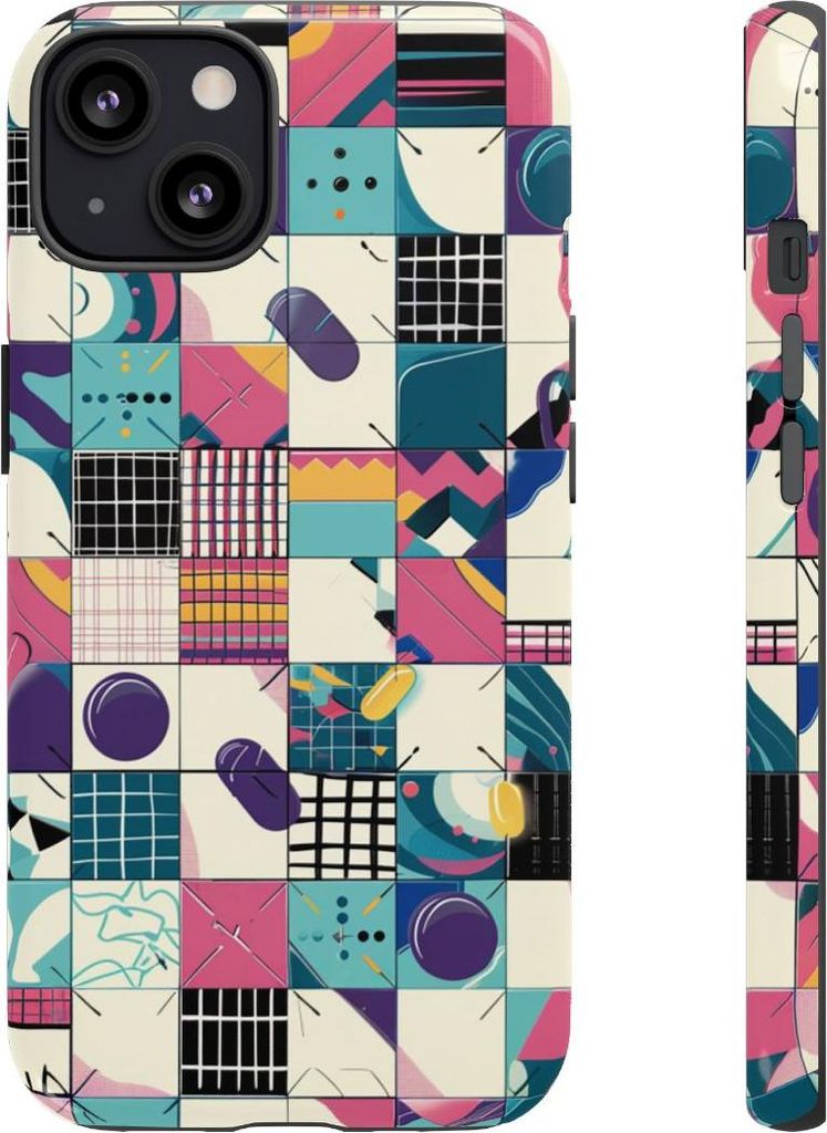 Buntes abstraktes Geometriemuster – Hülle Kompatibel mit iPhone 13