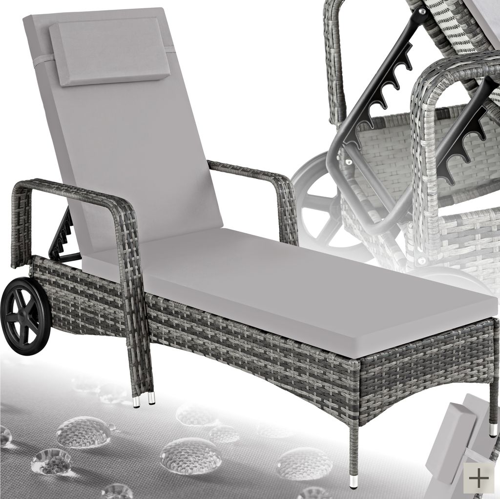 tectake® Rattan Sonnenliege 200 x 70 x 33 cm Produktbild 