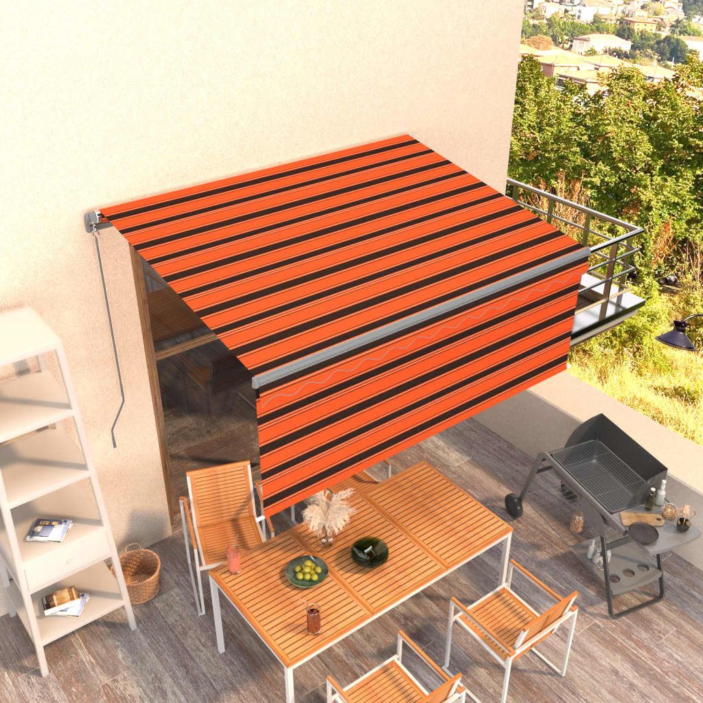 The Living Store Gelenkarmmarkise Einziehbar mit Jalousie 3x2,5 m Orange & Braun