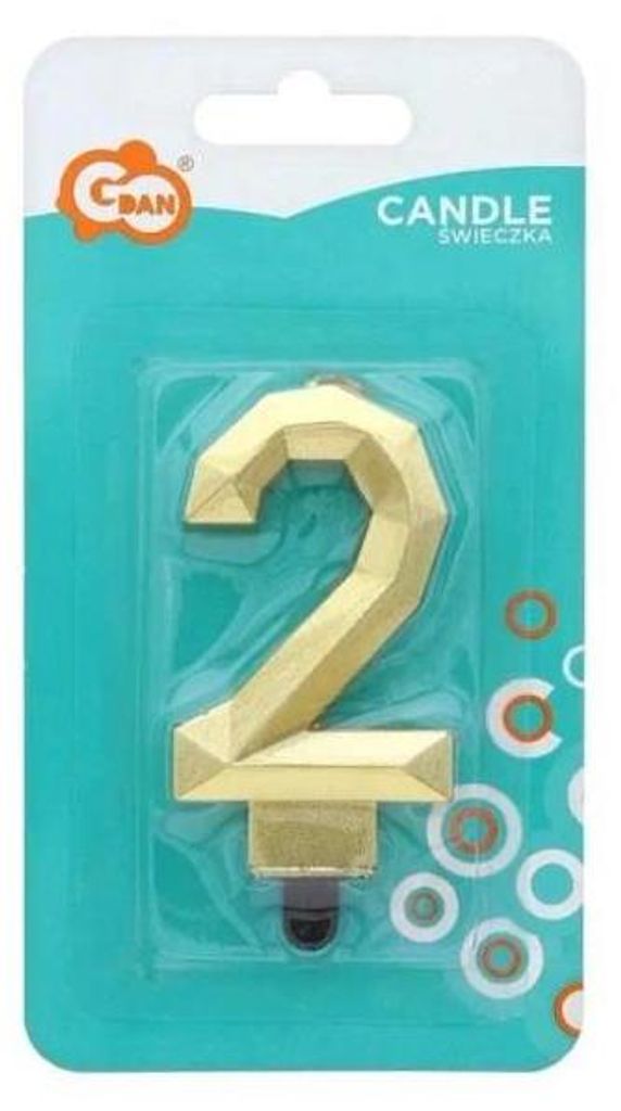 Kerze „Ziffer 2 Diamant“ 7,6 cm – Godan
