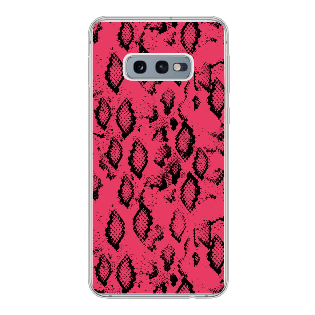 MuchoWow Handyhülle Schutzhülle Hülle für Samsung Galaxy S10e Tiermuster - Schlangenhaut - Rosa Silikon Softcase Handy Hülle - Handy