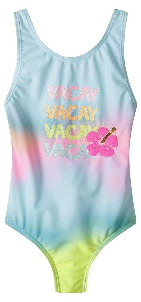 Minoti - Badeanzug für Mädchen, Schnell trocknend MN205 (104) (Minzgrün/Blau)