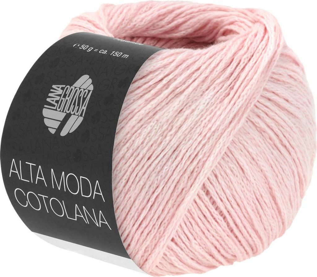 A ball of pink yarn with a label.
