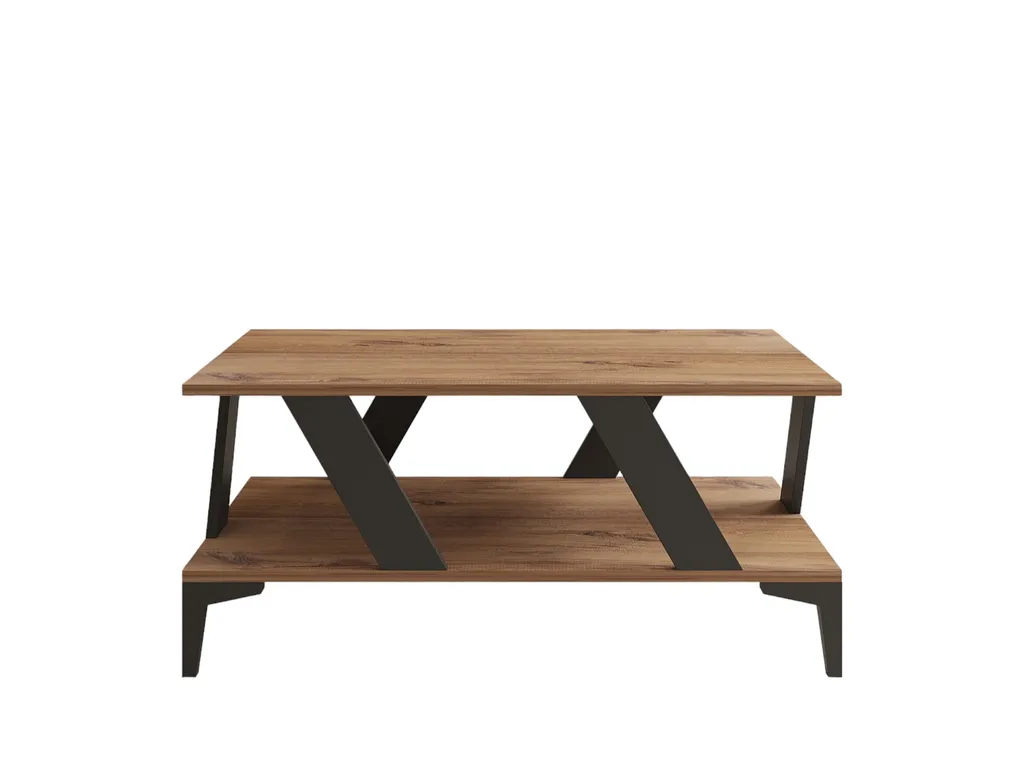 Table Basse pour Salon Moderne, Plateau 100 cm Anthracite et Bois - 5