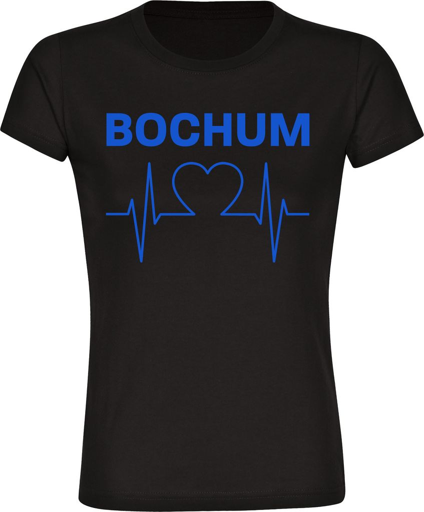 multifanshop Damen T-Shirt - Bochum - Herzschlag, schwarz, Größe 3XL