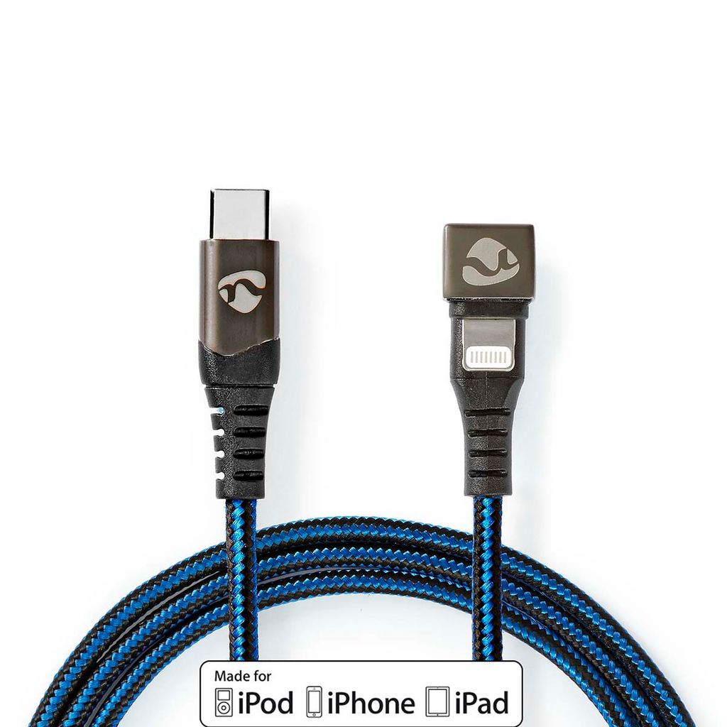 Nedis Nylon Usb-kabel Apple Lightning 8-polig Auf Usb-c Stecker 48 Mbit/s Vernickelt/geflochten 2 M 60w One Size
