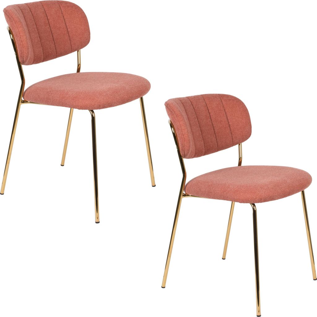 Housecraft Living Jolien Esszimmerstuhl Gold/ Rosa - 2 er Set