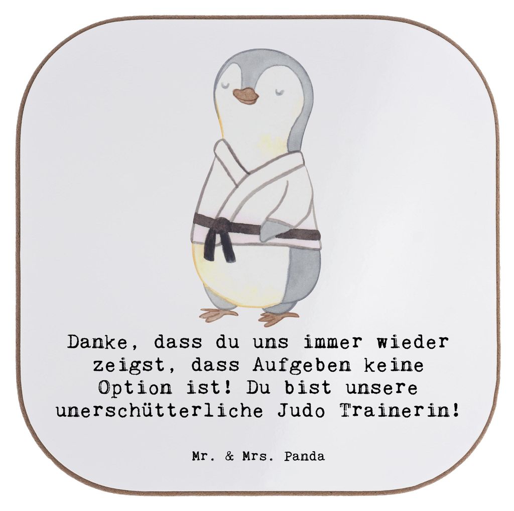 Mr. & Mrs. Panda Untersetzer für Gläser Unerschütterliche Judo Trainerin - Weiß - Geschenk, Schülerin, Sportarten, Holzuntersetzer, Coaster, T...