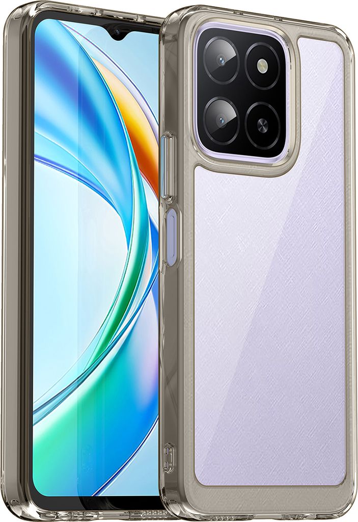 Schutzhülle für Honor X6A Klar Rückseite Stoßfeste TPU Silikon Bumper Hülle Grau
