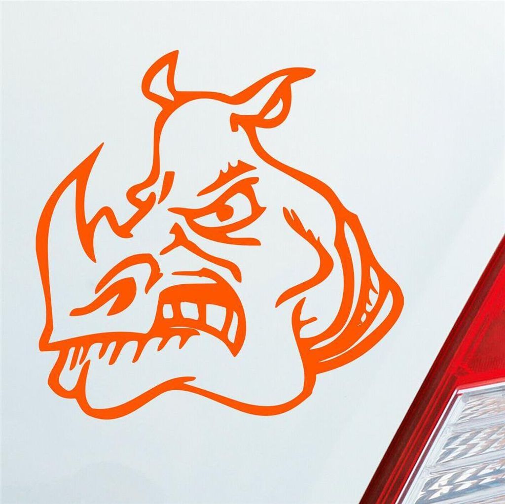 Auto Aufkleber Böses Nashorn angry Rhino Devil Car 10x10 cm Produktbild 