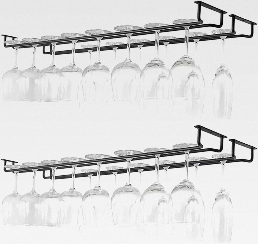 Weinglashalter,Gläserhalter Hängend,Gläserhalter,4 Stück 40cm Gläserhalter zum Aufhängen Eins Hält 8-10 Weingläser, mit Schrauben & Dübeln...