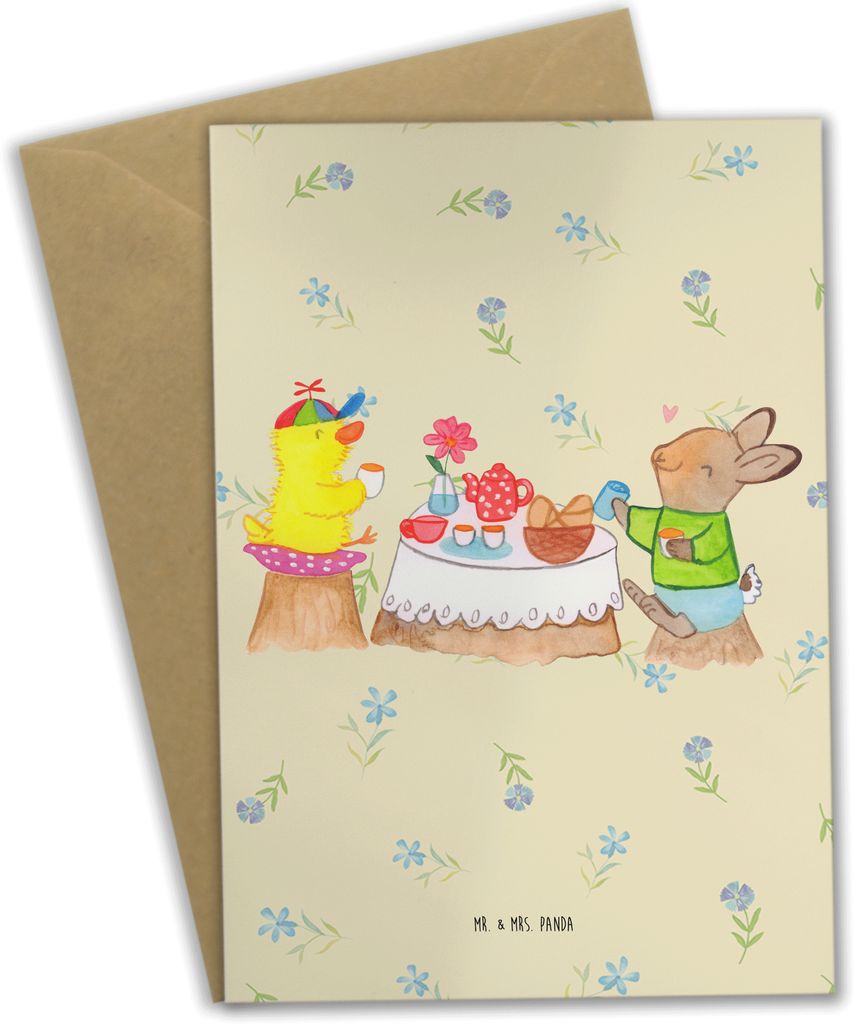 Mr. & Mrs. Panda Grußkarte Ostern Frühstück - Blumig - Produktbild 