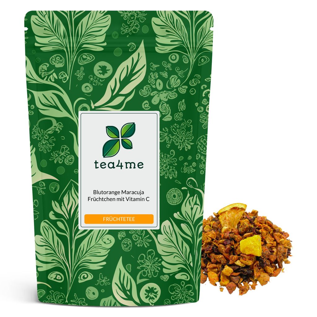 tea4me Blutorange Maracuja Früchtchen Früchtetee mit Vitamin C