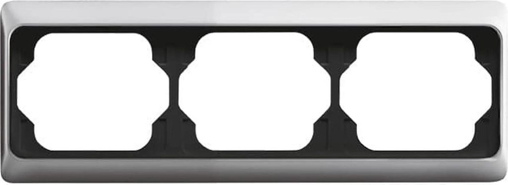 A triple-gang wall plate with three openings for electrical outlets.
