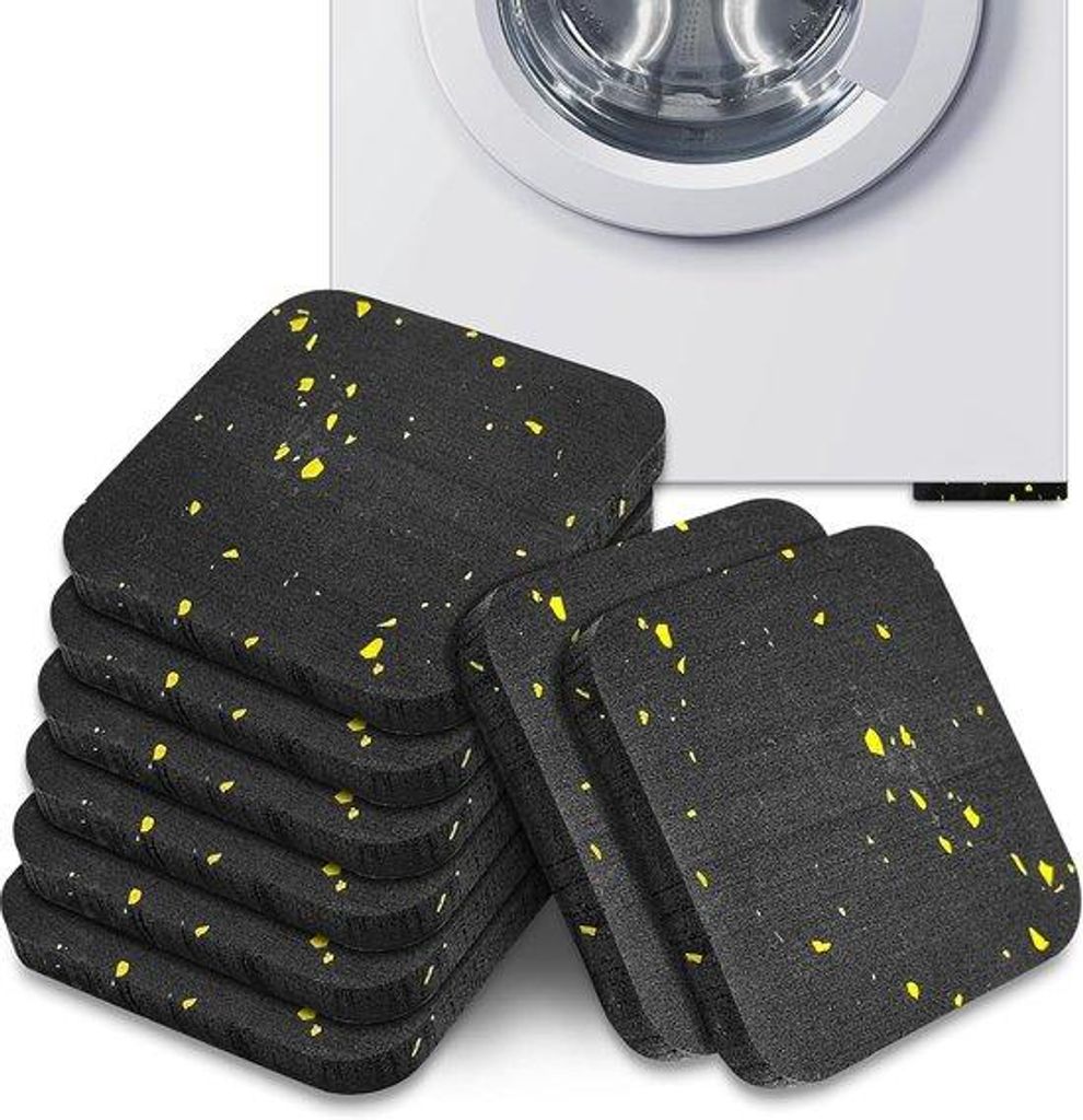 Schallschutz-Set für Wasch- und Trocknerbereich - 8 Teile - 10x10cm - Dämpferschutzmatte - Gummischeiben - Geräuschminderer - Vibrationseinfluss...