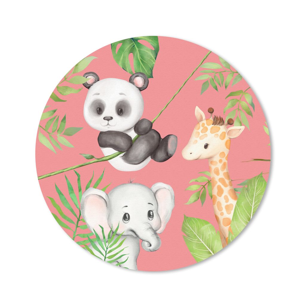 MuchoWow Mauspad Mousepad Dschungeltiere - Kinder - Rosa 30x30 cm - Mousepads - Maus Mat - Pad - Mausunterlage - Tischunterlage - Schreibtischmatten