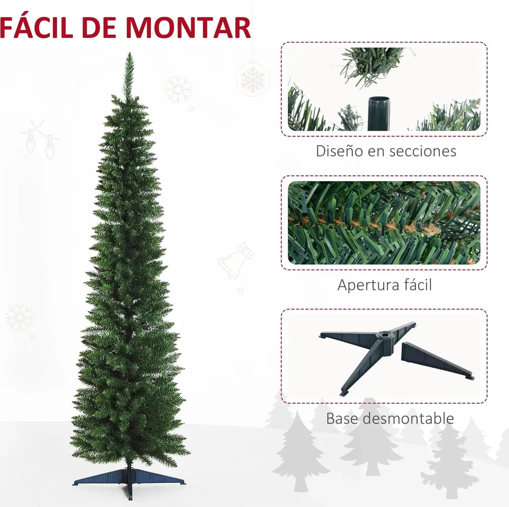 Sapin de Noël 180cm Difficilement Inflammable - 390 Pointes Souples - 10