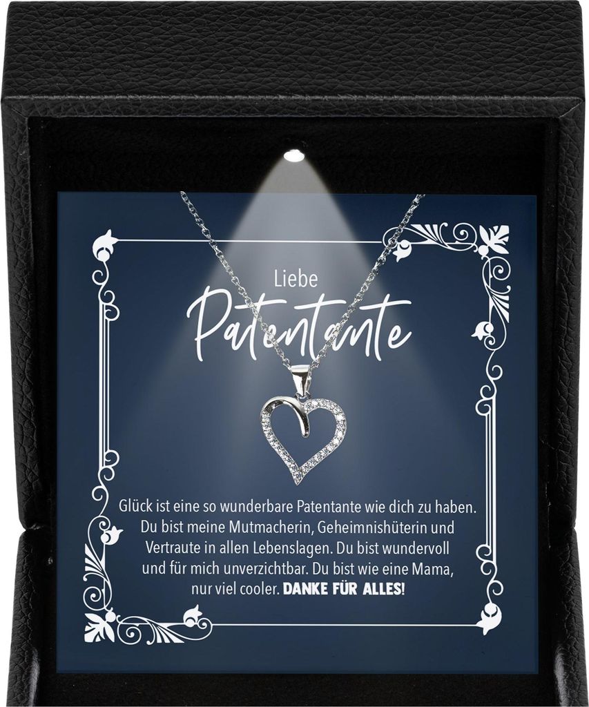 22Feels Patin Geschenk Frauen Halskette Patentante - Silber 925/000 Herz Anhänger Damen Schmuck Set - Geburtstag Weihnachten Idee - Karte Premium ...