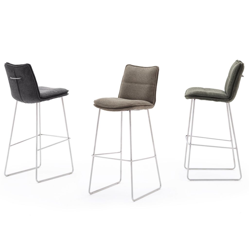 Barhocker Tresenhocker HAMPTON Barstuhl mit Griff Chenille Optik anthrazit