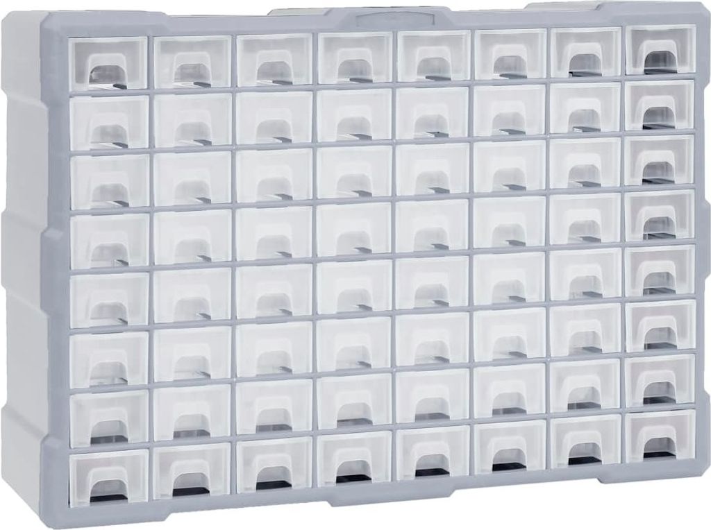 Multi-Schubladen-Organizer mit 64 Schubladen 52x16x37,5 cm , Werkzeugkoffer Design 2024