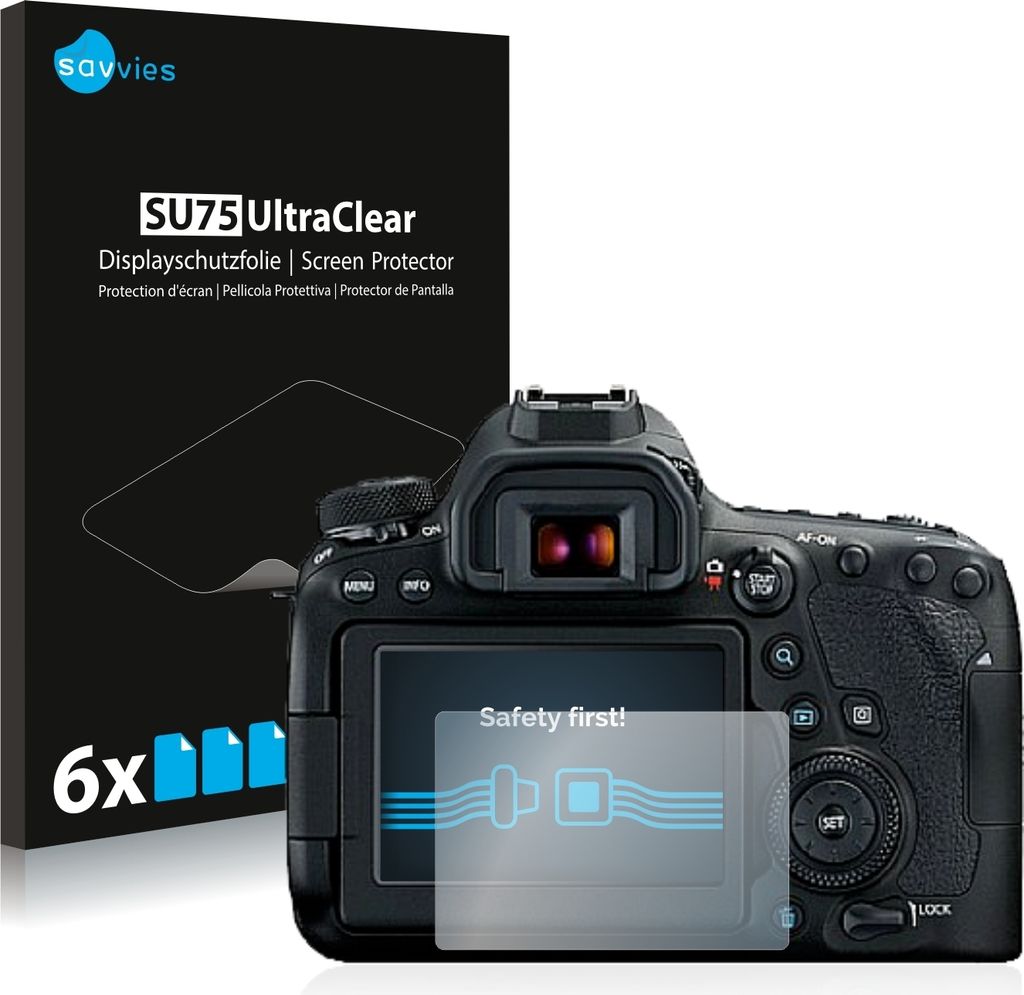 6x Für Canon EOS 6D Mark II Schutzfolie Savvies Displayschutz Display Schutz Folie Klar Transparent