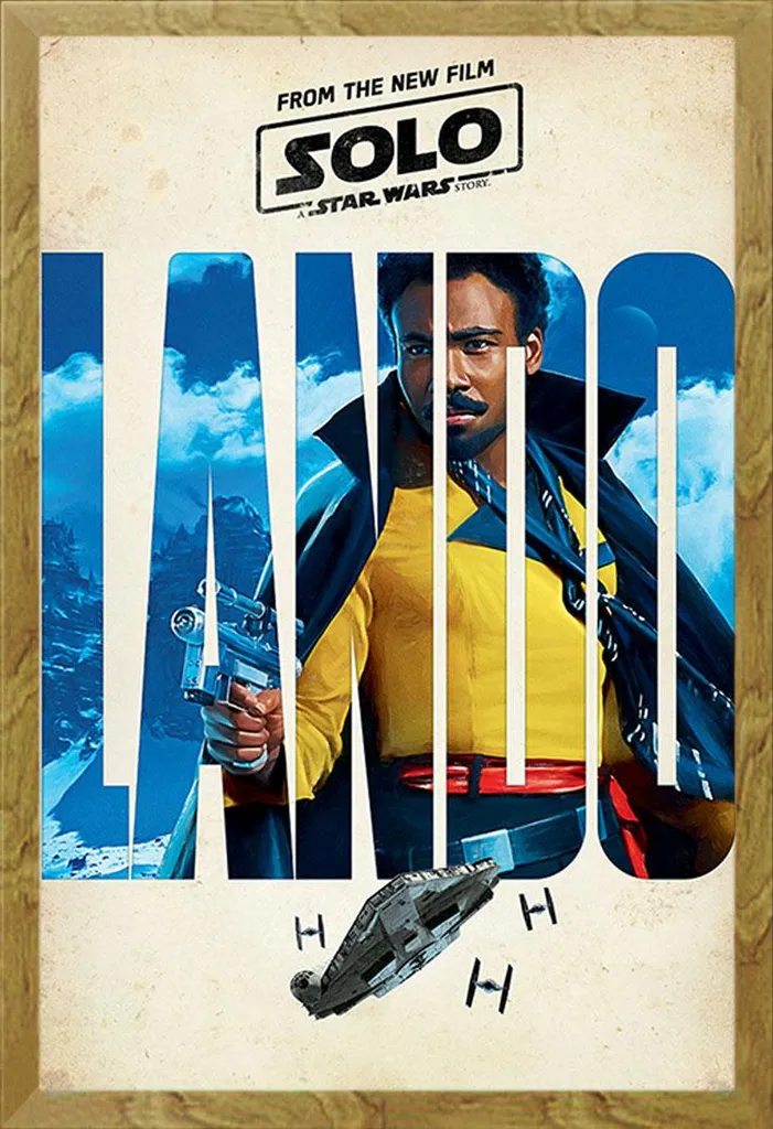 Poster Star Wars Lando protégé sous vitre acrylique avec cadre Shinsuke chêne