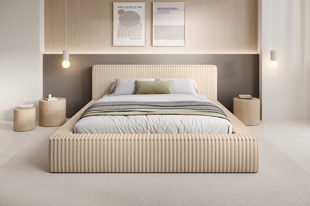 YOURHOUSE24 Polsterbett Melody Doppelbett Bettgestell Lattenrost (Farbe: Vito 26, Größe: 140x200 cm)