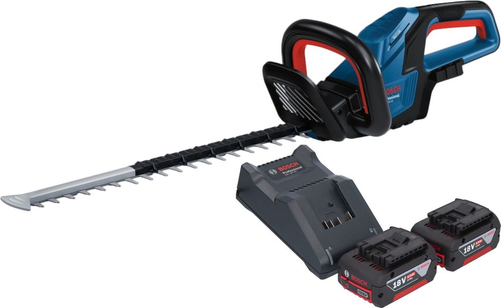 Bosch GHE 18V-50 Professional Akku Heckenschere 18 V 50 cm Brushless + 2x Akku 4,0 Ah + Ladegerät