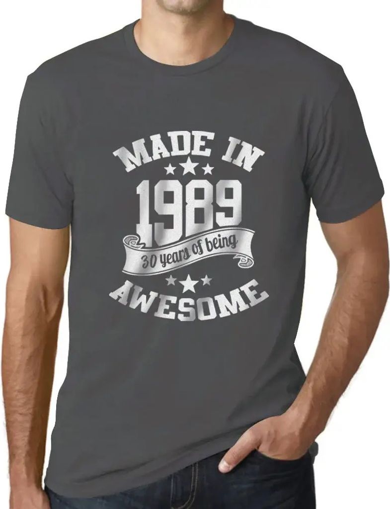 Herren Grafik T-Shirt Hergestellt 1989 – 1989 – Geschenk 35. Geburtstag Jahrestag 35 Jahre Jubiläum 35 Jährige Mann Jahrgang 1989 Kurzarm