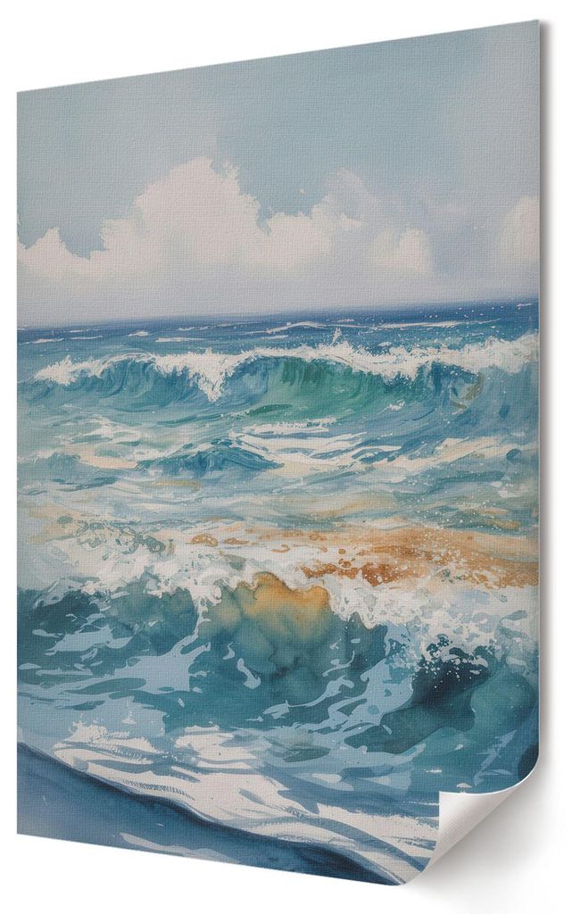 Meereswellen- Kunstdruck A3 (29x42 cm) - Klassisch, rustikal, romantisch, ausdrucksstark, minimalistisch- Wandbild für Wohnzimmer Schlafzimmer & F...