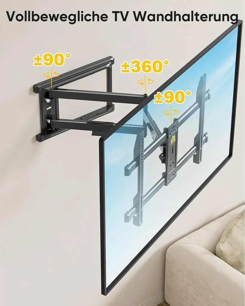 Support TV mural bras long 765mm : évitez les reflets sur votre écran 75" - 4