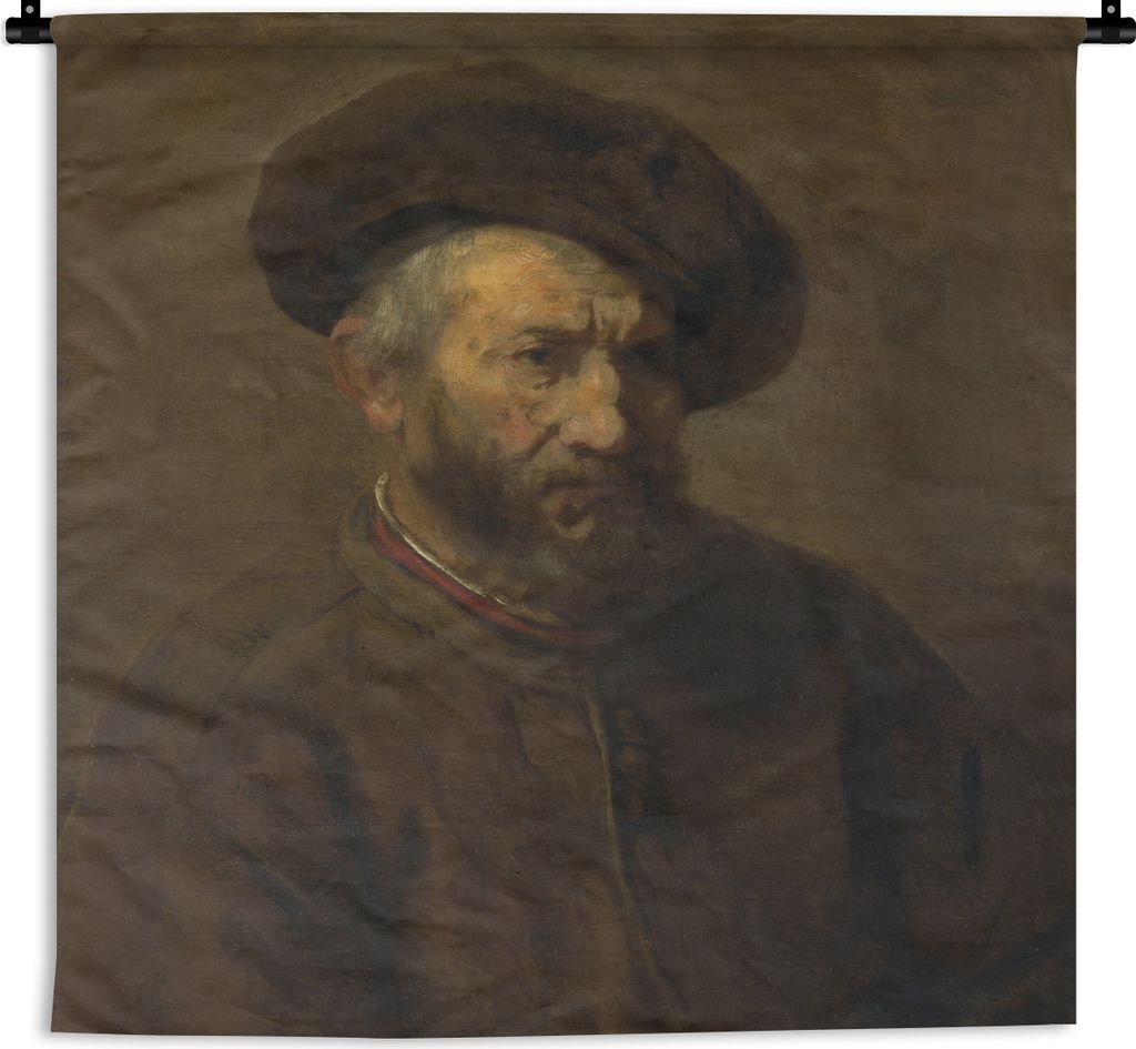 MuchoWow Wandteppich Wandbehang Selbstbildnis - Gemälde von Rembrandt van Rijn 150x150 cm Tapisserie Dekoration Wandtuch - Wohnaccessoires - Mod...