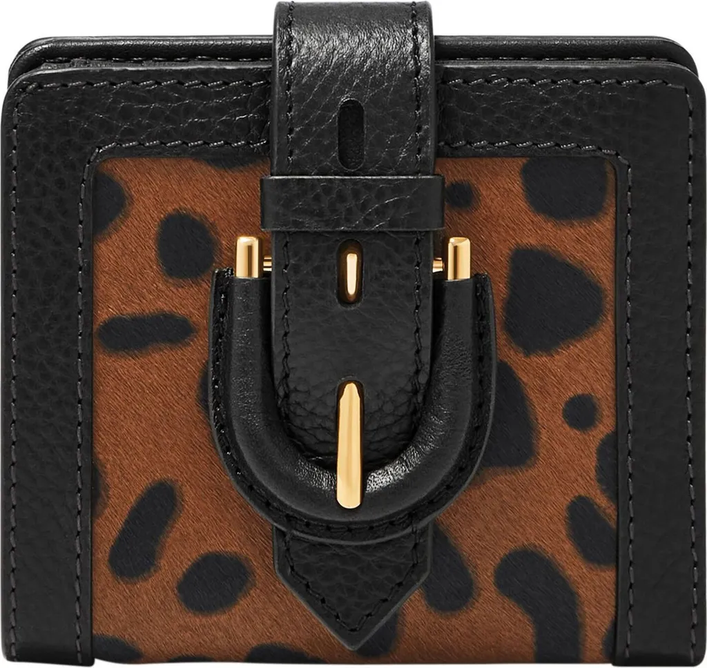 FOSSIL Harwell Portafoglio Small Tab Bifold Leopardato Marrone Pelle