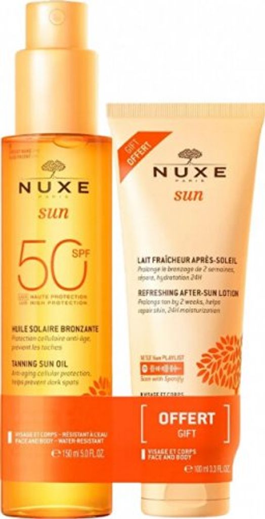 Nuxe Sun Sun Tanning Oil for Face and Body SPF50 150ml + After Sun Freshening Milk 100ml
