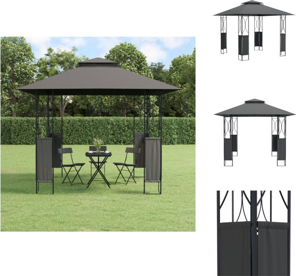 vidaXL Pavillon mit Dach Anthrazit 300x300x270 cm Stahl - Pavillons & Partyzelte
