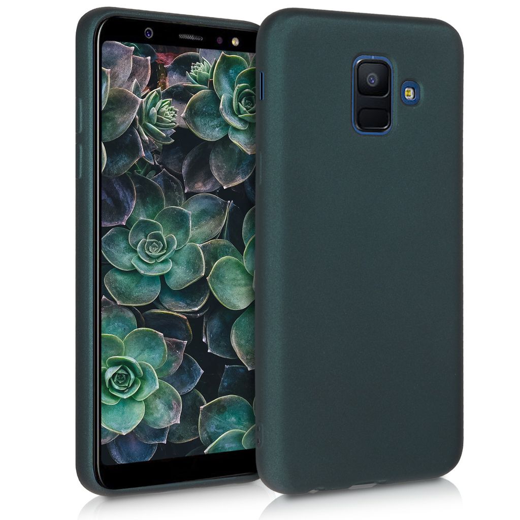 kwmobile Case kompatibel mit Samsung Galaxy A6 (2018) Hülle - Schutzhülle aus Silikon metallisch schimmernd - Handyhülle Metallic Petrol