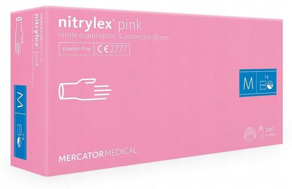 Einweghandschuhe Mercator Pink Nitril rosa Größe M 100 Produktbild 