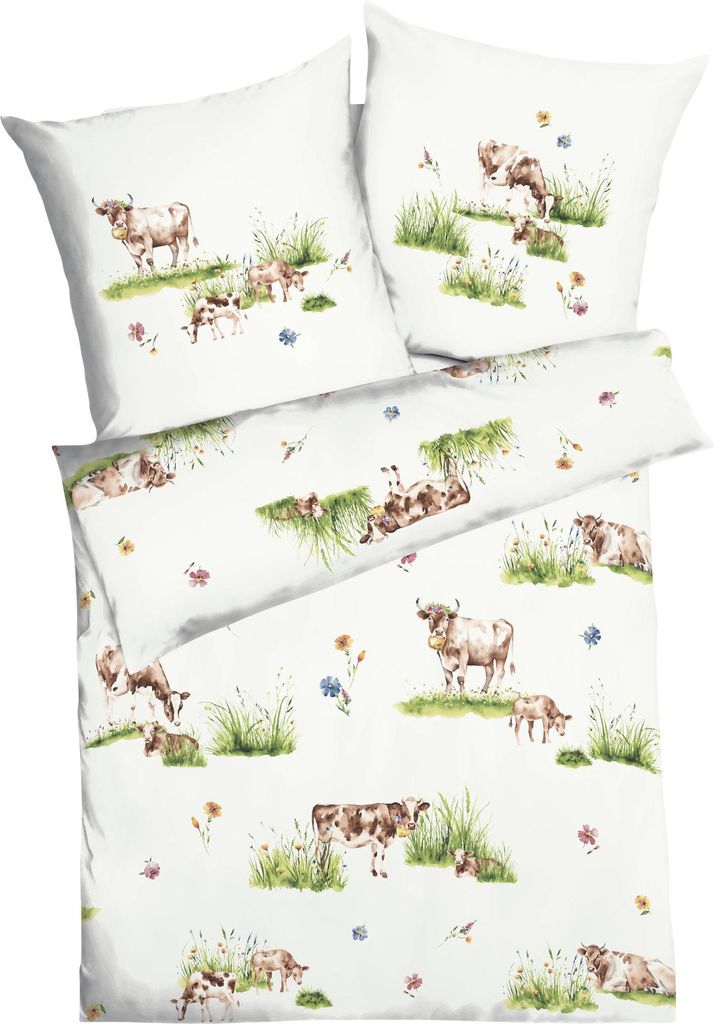 Kaeppel Bettwäsche Almauftrieb" grün 1x 135x200 cm + 1x 80x80 cm"