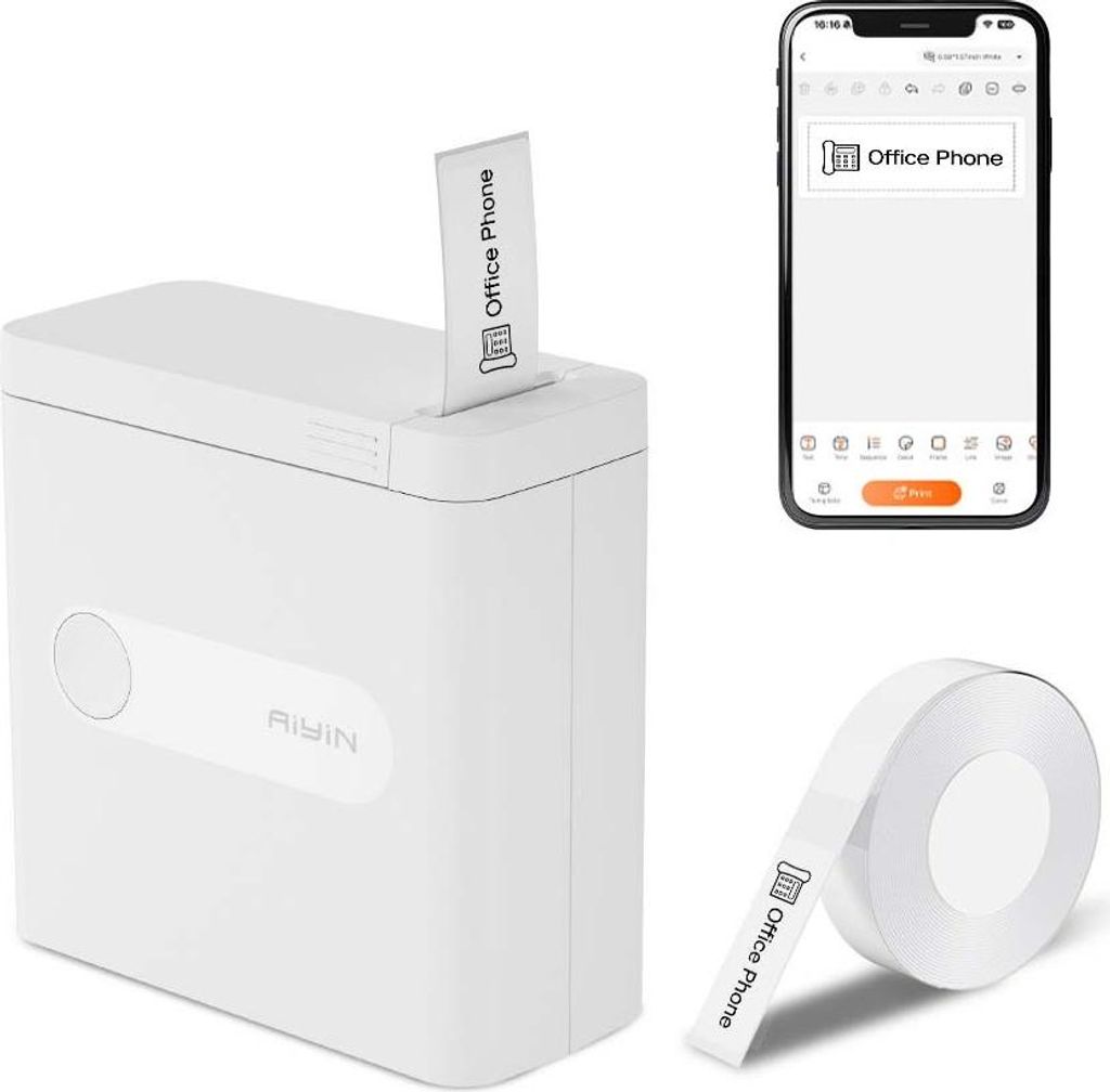 INF Tragbarer Bluetooth Etikettendrucker – Mini Thermodrucker, 203dpi
