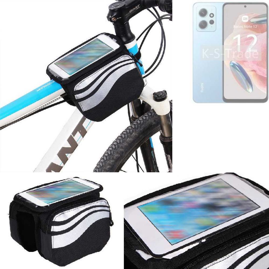 K-S-Trade Rahmentasche Fahrrad-Halterung kompatibel mit Xiaomi Redmi Note 12 Global Rahmenhalterung Fahrrad Handyhalterung Fahrradtasche Handy